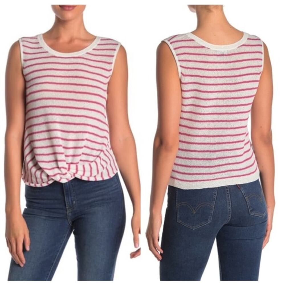 Splendid Striped Twist Hem Sleeveless Sweater Tank Top